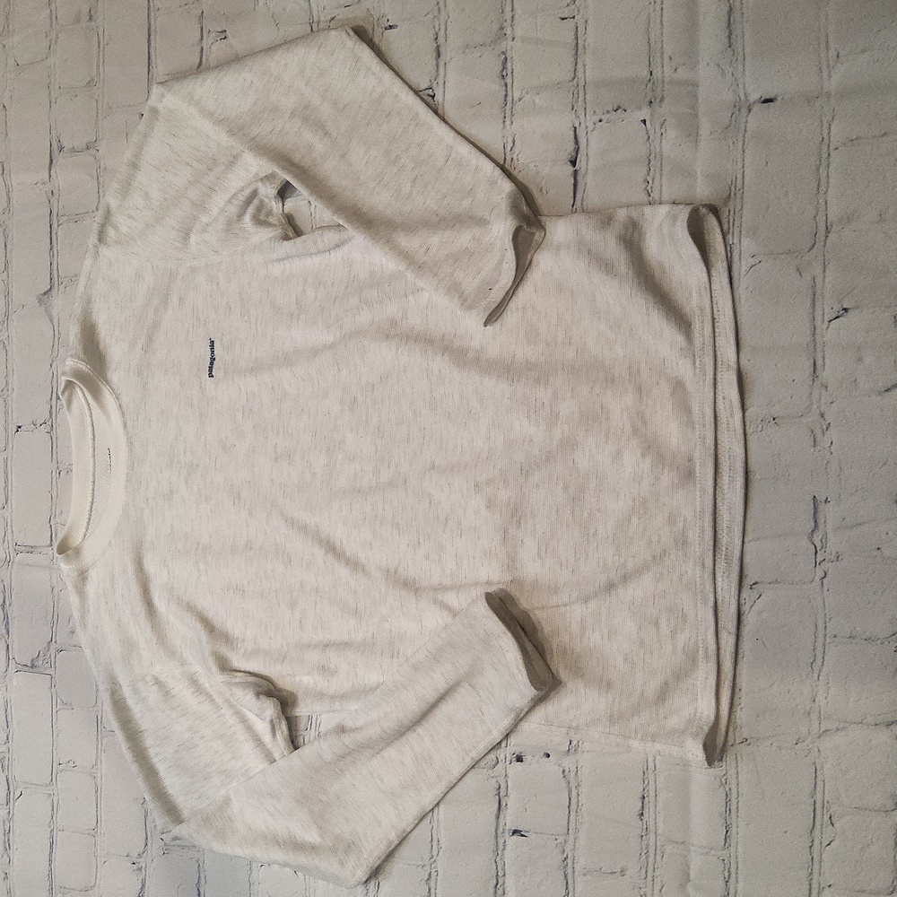 Patagonia apilene Heather white kids pull over top shirt unisex L